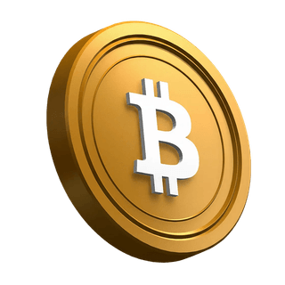 hero セクションのビジュアル要素として傾いたビットコイン BTC コイン